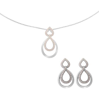 Orphelia 'Amber' Damen 925 Sterling Silber Set: Kettenanhänger + Ohrringe - Silber SET-7092 Silber Einheitsgröße Orphelia 'Amber' Damen 925 Sterling Silber Set: Kettenanhänger + Ohrringe - Silber SET-7092 Silber Einheitsgröße