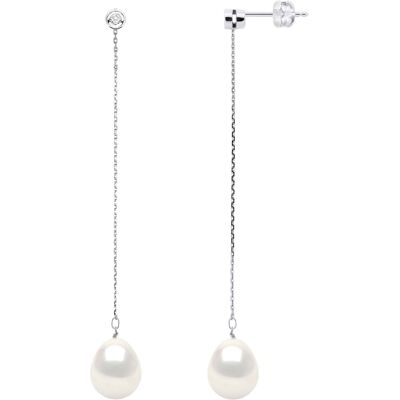 Ateliers Saint Germain Ohrringe Prestige – Diamanten 0,02 ct – Qualität HSI – Weißgold – echte Süßwasser-Zuchtperlen Birne 9–10 mm Weiß Einheitsgröße Ateliers Saint Germain Ohrringe Prestige – Diamanten 0,02 ct – Qualität HSI – Weißgold – echte Süßwasser-Zuchtperlen Birne 9–10 mm Weiß Einheitsgröße