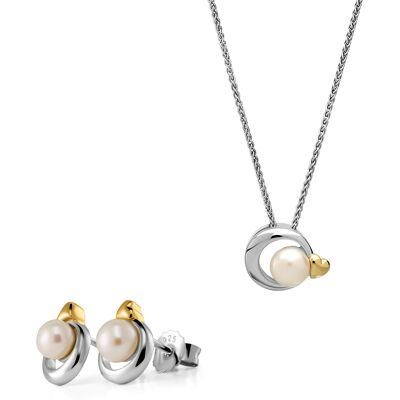 Orphelia 'Mathilde' Damen 925 Sterling Silber Set: Kettenanhänger + Ohrringe - Silber/Gold SET-7510/G Silber Gold Einheitsgröße Orphelia 'Mathilde' Damen 925 Sterling Silber Set: Kettenanhänger + Ohrringe - Silber/Gold SET-7510/G Silber Gold Einheitsgröße