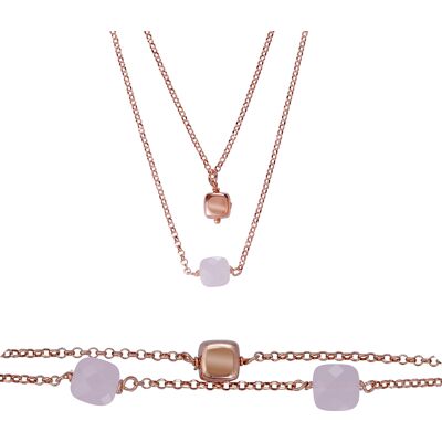 Orphelia 'Joelle' Damen 925er Sterling Silber Set: Armband + Halskette - Rosé SET-7432 Rose Einheitsgröße Orphelia 'Joelle' Damen 925er Sterling Silber Set: Armband + Halskette - Rosé SET-7432 Rose Einheitsgröße