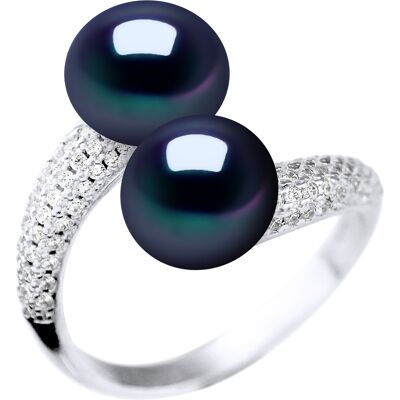 Diadema Ring YOU AND ME 2 Süßwasserperlen 9-10 mm Schwarz Schmuck 925 Schwarz Einheitsgröße Diadema Ring YOU AND ME 2 Süßwasserperlen 9-10 mm Schwarz Schmuck 925 Schwarz Einheitsgröße