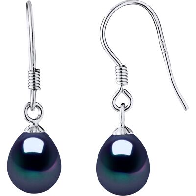 Diadema Ohrringe Haken Süßwasserperlen 7-8mm Schwarze Birnen 925 Schwarz Einheitsgröße Diadema Ohrringe Haken Süßwasserperlen 7-8mm Schwarze Birnen 925 Schwarz Einheitsgröße