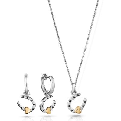 Orphelia 'Aurora' Damen 925 Sterling Silber Set: Kettenanhänger + Ohrringe - Silber/Gold SET-7525 Silber Gold Einheitsgröße Orphelia 'Aurora' Damen 925 Sterling Silber Set: Kettenanhänger + Ohrringe - Silber/Gold SET-7525 Silber Gold Einheitsgröße