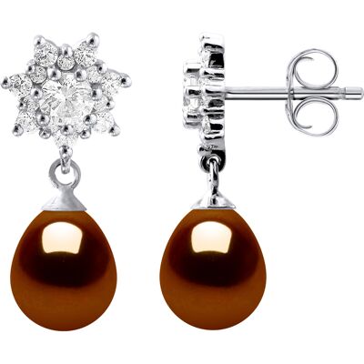Diadema Ohrringe Hängeohrringe Süßwasserperlen 7-8mm Schokoladenbirnen Schmuck 925 Braun Einheitsgröße Diadema Ohrringe Hängeohrringe Süßwasserperlen 7-8mm Schokoladenbirnen Schmuck 925 Braun Einheitsgröße