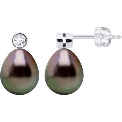Ateliers Saint Germain Ohrringe Prestige – Diamanten 0,02 ct – Weißgold – echte Tahiti-Zuchtperlen, Birne 9–10 mm Silber Einheitsgröße Ateliers Saint Germain Ohrringe Prestige – Diamanten 0,02 ct – Weißgold – echte Tahiti-Zuchtperlen, Birne 9–10 mm Silber Einheitsgröße