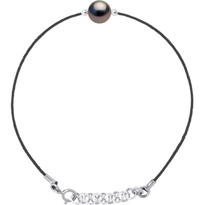 Ateliers Saint Germain Armband Love Links aus gedrehtem Nylon in der Farbe SCHWARZ, verziert mit einer echten Tahiti-Zuchtperle, rund 8-9 mm Silber Einheitsgröße Ateliers Saint Germain Armband Love Links aus gedrehtem Nylon in der Farbe SCHWARZ, verziert mit einer echten Tahiti-Zuchtperle, rund 8-9 mm Silber Einheitsgröße