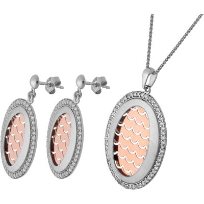 Orphelia Damen 925 Sterling Silber Set: Kettenanhänger + Ohrringe - Silber/Rose SET-065 Silber und Roségold Einheitsgröße Orphelia Damen 925 Sterling Silber Set: Kettenanhänger + Ohrringe - Silber/Rose SET-065 Silber und Roségold Einheitsgröße
