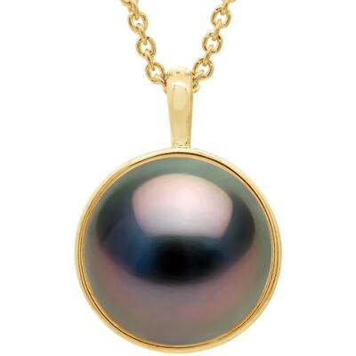 Ateliers Saint Germain Halskette mit Perlenanhänger Gelbgoldumgebung mit Diamanten besetzt - Echte kultivierte Tahitiperle rund 10-11 mm Gelb Einheitsgröße Ateliers Saint Germain Halskette mit Perlenanhänger Gelbgoldumgebung mit Diamanten besetzt - Echte kultivierte Tahitiperle rund 10-11 mm Gelb Einheitsgröße
