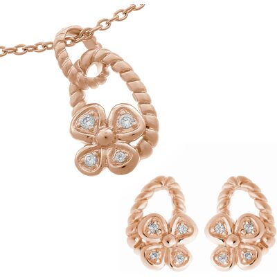 Orphelia Damen 925 Sterling Silber Set: Kettenanhänger + Ohrringe - Rosé SET-6020/1 Rose Einheitsgröße Orphelia Damen 925 Sterling Silber Set: Kettenanhänger + Ohrringe - Rosé SET-6020/1 Rose Einheitsgröße