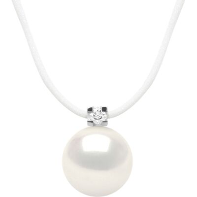 DIADEMA - Halskette - Nylon - Weiße Süßwasserperle und echter Diamant Weiß Einheitsgröße DIADEMA - Halskette - Nylon - Weiße Süßwasserperle und echter Diamant Weiß Einheitsgröße