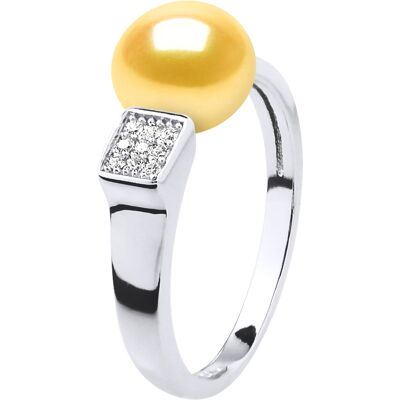 Diadema Ring Verstellbarer Süßwasserperlenschmuck 9-10mm Golden 925 Gelb Einheitsgröße Diadema Ring Verstellbarer Süßwasserperlenschmuck 9-10mm Golden 925 Gelb Einheitsgröße