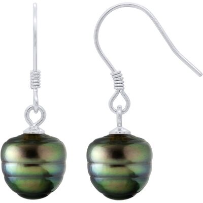 Ateliers Saint Germain Ohrringe aus Silber 925 und echten Tahiti-Zuchtperlen, eingekreist 9-10 mm Schwarz Einheitsgröße Ateliers Saint Germain Ohrringe aus Silber 925 und echten Tahiti-Zuchtperlen, eingekreist 9-10 mm Schwarz Einheitsgröße