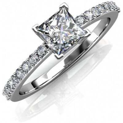 MYC Paris Einfacher quadratischer Ring - Silber und Kristall Weißsilber Q MYC Paris Einfacher quadratischer Ring - Silber und Kristall Weißsilber Q