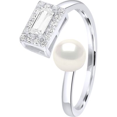 Ateliers Saint Germain Ring verstellbarer Zirkonia – echte Süßwasser-Zuchtperle, Knopf 5–6 mm Weiß Einheitsgröße Ateliers Saint Germain Ring verstellbarer Zirkonia – echte Süßwasser-Zuchtperle, Knopf 5–6 mm Weiß Einheitsgröße