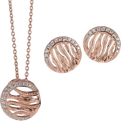 Orphelia Damen 925 Sterling Silber Set: Kettenanhänger + Ohrringe - Rosé SET-6031/1 Rose Einheitsgröße Orphelia Damen 925 Sterling Silber Set: Kettenanhänger + Ohrringe - Rosé SET-6031/1 Rose Einheitsgröße