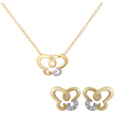 Orphelia 'Joya' Damen 925 Sterling Silber Set: Kettenanhänger + Ohrringe - Silber/Gold SET-7088/1 Silber Gold Einheitsgröße Orphelia 'Joya' Damen 925 Sterling Silber Set: Kettenanhänger + Ohrringe - Silber/Gold SET-7088/1 Silber Gold Einheitsgröße