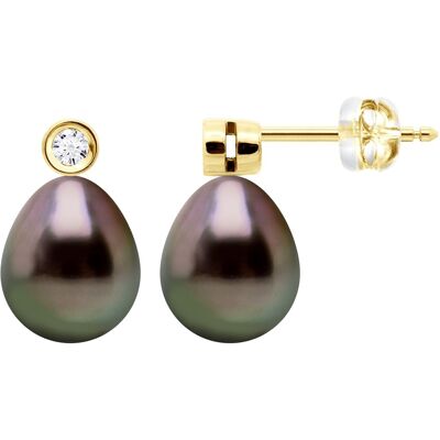 Ateliers Saint Germain Ohrringe Prestige – Diamanten 0,02 ct – Gelbgold – echte Tahiti-Zuchtperlen, Birne 9–10 mm Gelb Einheitsgröße Ateliers Saint Germain Ohrringe Prestige – Diamanten 0,02 ct – Gelbgold – echte Tahiti-Zuchtperlen, Birne 9–10 mm Gelb Einheitsgröße