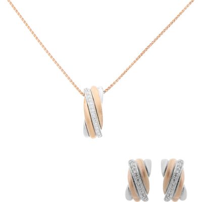 Orphelia 'Joline' Damen 925 Sterling Silber Set: Kettenanhänger + Ohrringe - Silber/Rosé SET-7118 Silber und Roségold Einheitsgröße Orphelia 'Joline' Damen 925 Sterling Silber Set: Kettenanhänger + Ohrringe - Silber/Rosé SET-7118 Silber und Roségold Einheitsgröße