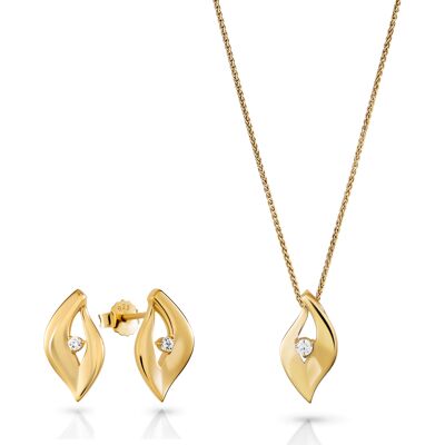 Orphelia 'Milan' Damen 925 Sterling Silber Set: Kettenanhänger + Ohrringe - Gold SET-7519/G Gold Einheitsgröße Orphelia 'Milan' Damen 925 Sterling Silber Set: Kettenanhänger + Ohrringe - Gold SET-7519/G Gold Einheitsgröße