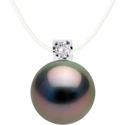 DIADEMA - Halskette - Nylon - Tahiti-Perle und echter Diamant Natürlich Einheitsgröße DIADEMA - Halskette - Nylon - Tahiti-Perle und echter Diamant Natürlich Einheitsgröße