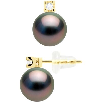 Ateliers Saint Germain Ohrringe Prestige – Diamanten 0,04 ct – in Gelbgold 750 und echte Tahiti-Zuchtperlen rund 8–9 mm Gelb Einheitsgröße Ateliers Saint Germain Ohrringe Prestige – Diamanten 0,04 ct – in Gelbgold 750 und echte Tahiti-Zuchtperlen rund 8–9 mm Gelb Einheitsgröße