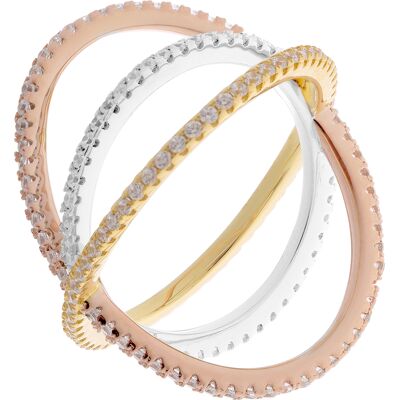 Orphelia Damen-Ring aus 925er Sterlingsilber, Gold/Silber/Roségold, ZR-7280 Silber Gold L Orphelia Damen-Ring aus 925er Sterlingsilber, Gold/Silber/Roségold, ZR-7280 Silber Gold L