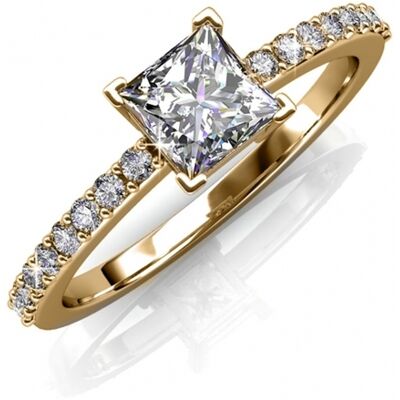 MYC Paris Einfacher quadratischer Ring - Gold und Kristall Weiß & Gold L 1/2 MYC Paris Einfacher quadratischer Ring - Gold und Kristall Weiß & Gold L 1/2