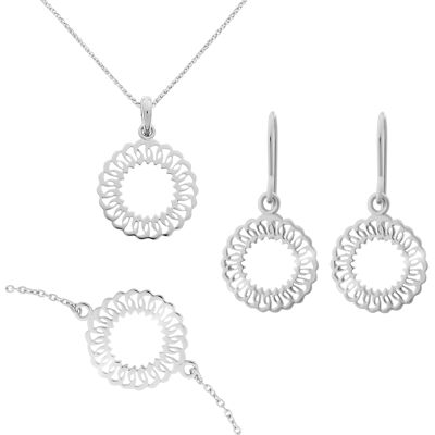 Orphelia 'Amada' Damen-Set aus 925er Sterlingsilber: Armband + Ohrringe + Halskette – Silber SET-7075 Silber Einheitsgröße Orphelia 'Amada' Damen-Set aus 925er Sterlingsilber: Armband + Ohrringe + Halskette – Silber SET-7075 Silber Einheitsgröße