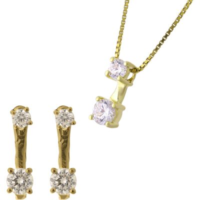 Orphelia 'Lykke' Damen 925 Sterling Silber Set: Kettenanhänger + Ohrringe - Gold SET-7128/G Gold Einheitsgröße Orphelia 'Lykke' Damen 925 Sterling Silber Set: Kettenanhänger + Ohrringe - Gold SET-7128/G Gold Einheitsgröße