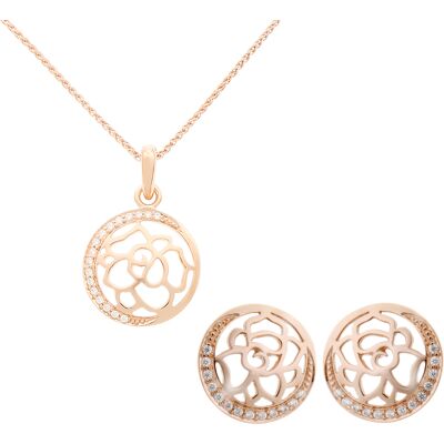 Orphelia 'Blair' Damen 925 Sterling Silber Set: Kettenanhänger + Ohrringe - Rosé SET-7089/1 Rose Einheitsgröße Orphelia 'Blair' Damen 925 Sterling Silber Set: Kettenanhänger + Ohrringe - Rosé SET-7089/1 Rose Einheitsgröße