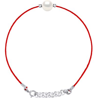 DIADEMA - Armband - Rotes Nylon - Weiße Süßwasserperle - Diamanten Weiß Einheitsgröße DIADEMA - Armband - Rotes Nylon - Weiße Süßwasserperle - Diamanten Weiß Einheitsgröße