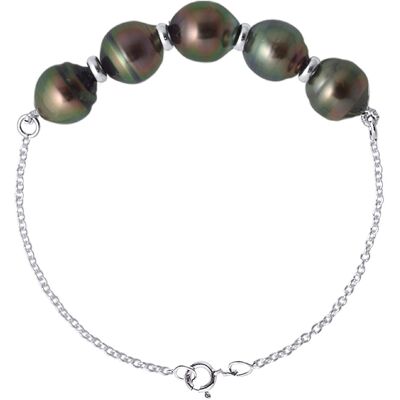Ateliers Saint Germain Armband mit 5 echten Tahiti-Zuchtperlen im Kreis von 8–9 mm Silber Einheitsgröße Ateliers Saint Germain Armband mit 5 echten Tahiti-Zuchtperlen im Kreis von 8–9 mm Silber Einheitsgröße