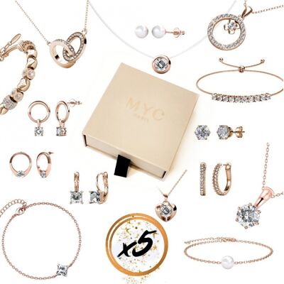 MYC Paris 5 Überraschungsjuwelen in einer Geschenkbox - Rose Gold und Kristall Weiß- und Roségold Einheitsgröße MYC Paris 5 Überraschungsjuwelen in einer Geschenkbox - Rose Gold und Kristall Weiß- und Roségold Einheitsgröße