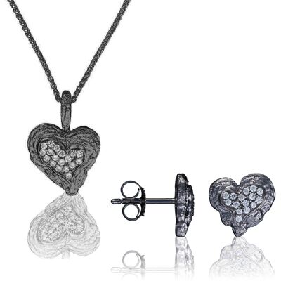 Orphelia 'Hazel' Damen 925 Sterling Silber Set: Kettenanhänger + Ohrringe - Schwarz SET-7082/2 Schwarz Einheitsgröße Orphelia 'Hazel' Damen 925 Sterling Silber Set: Kettenanhänger + Ohrringe - Schwarz SET-7082/2 Schwarz Einheitsgröße