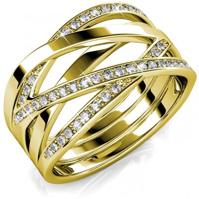 MYC Paris Criss Cross Ring - Gold und Kristall Weiß & Gold Q MYC Paris Criss Cross Ring - Gold und Kristall Weiß & Gold Q