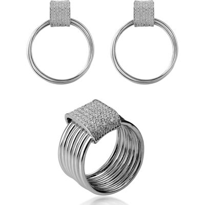 Orphelia 'Eleanor' Damen-Set aus 925er Sterlingsilber: Ohrringe + Ring – Silber SET-7417 Silber K Orphelia 'Eleanor' Damen-Set aus 925er Sterlingsilber: Ohrringe + Ring – Silber SET-7417 Silber K