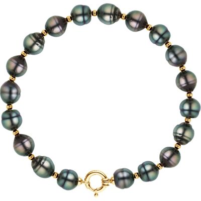 DIADEMA - Armband - Echte Tahiti-Perlen - Regenbogen - Gelbgold Natürlich Einheitsgröße DIADEMA - Armband - Echte Tahiti-Perlen - Regenbogen - Gelbgold Natürlich Einheitsgröße