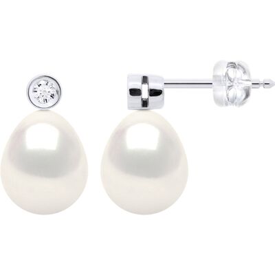 Ateliers Saint Germain Ohrringe Prestige – Diamanten 0,02 ct – Qualität HSI – Weißgold – echte Süßwasser-Zuchtperlen, Birne 8–9 mm Weiß Einheitsgröße Ateliers Saint Germain Ohrringe Prestige – Diamanten 0,02 ct – Qualität HSI – Weißgold – echte Süßwasser-Zuchtperlen, Birne 8–9 mm Weiß Einheitsgröße