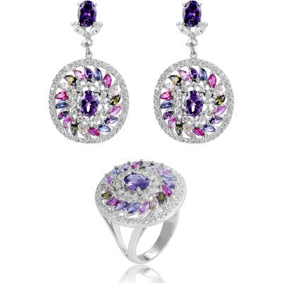 Orphelia 'Enya' Damen 925er Sterling Silber Set: Ohrringe + Ring - Silber SET-7428 Silber K Orphelia 'Enya' Damen 925er Sterling Silber Set: Ohrringe + Ring - Silber SET-7428 Silber K