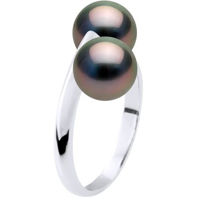 Ateliers Saint Germain Ring You & Me – 2 echte Tahiti-Zuchtperlen rund 8–9 mm Schwarz Einheitsgröße Ateliers Saint Germain Ring You & Me – 2 echte Tahiti-Zuchtperlen rund 8–9 mm Schwarz Einheitsgröße