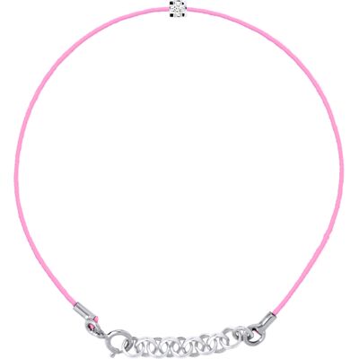 DIADEMA - Armband - Rosa Nylon - Echter Diamant Weiß Einheitsgröße DIADEMA - Armband - Rosa Nylon - Echter Diamant Weiß Einheitsgröße
