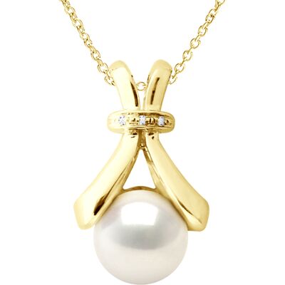 Ateliers Saint Germain Halskette Schmuck Diamant 0,01 Karat Gelbgold und echte Süßwasser-Zuchtperle Knopf 6-7 mm Gelb Einheitsgröße Ateliers Saint Germain Halskette Schmuck Diamant 0,01 Karat Gelbgold und echte Süßwasser-Zuchtperle Knopf 6-7 mm Gelb Einheitsgröße