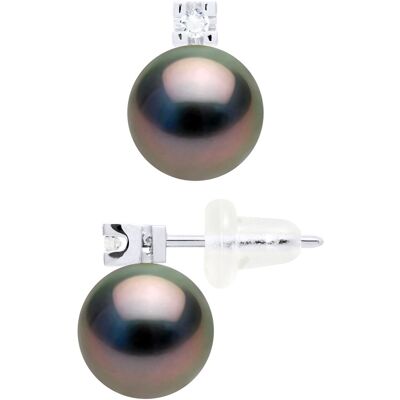 Ateliers Saint Germain Ohrringe Prestige – Diamanten 0,04 ct – in Weißgold 750 und echten Tahiti-Zuchtperlen rund 8–9 mm Silber Einheitsgröße Ateliers Saint Germain Ohrringe Prestige – Diamanten 0,04 ct – in Weißgold 750 und echten Tahiti-Zuchtperlen rund 8–9 mm Silber Einheitsgröße