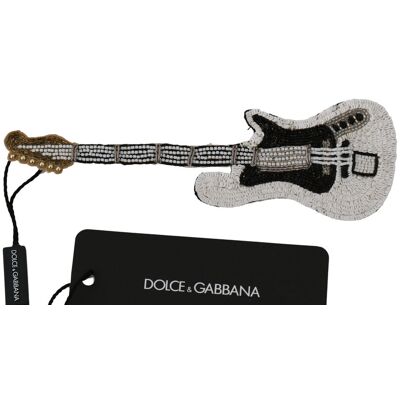 Dolce & Gabbana Weiße Gitarre Pailletten Perlen Markenansticker Brosche Mehrfarben Einheitsgröße Dolce & Gabbana Weiße Gitarre Pailletten Perlen Markenansticker Brosche Mehrfarben Einheitsgröße