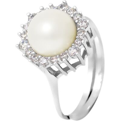 DIADEMA - Massiver Ring mit Süßwasserperle - Pure White Kollektion Silber Einheitsgröße DIADEMA - Massiver Ring mit Süßwasserperle - Pure White Kollektion Silber Einheitsgröße