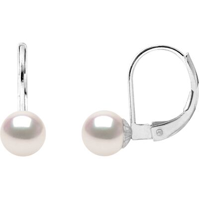 DIADEMA - Ohrringe - Echte japanische Akoya Zuchtperle - Qualität AA+ Weiß Einheitsgröße DIADEMA - Ohrringe - Echte japanische Akoya Zuchtperle - Qualität AA+ Weiß Einheitsgröße