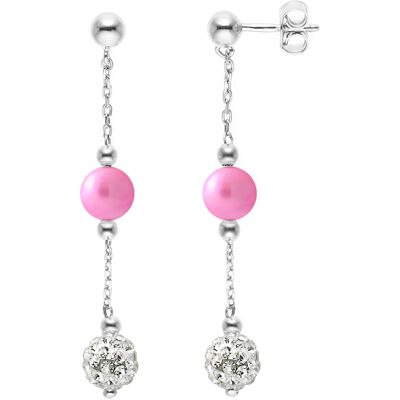 DIADEMA - Ohrringe - Kristall Weiß & Perlen - Kollektion Kristall Perle Silber Einheitsgröße DIADEMA - Ohrringe - Kristall Weiß & Perlen - Kollektion Kristall Perle Silber Einheitsgröße