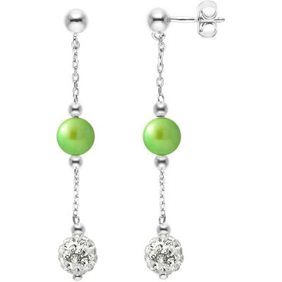 DIADEMA - Ohrringe - Kristall Weiß & Perlen - Kollektion Kristall Perle Silber Einheitsgröße DIADEMA - Ohrringe - Kristall Weiß & Perlen - Kollektion Kristall Perle Silber Einheitsgröße
