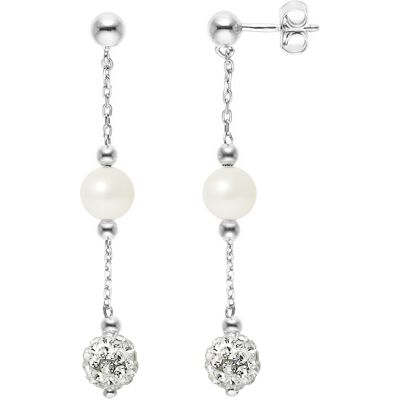 DIADEMA - Ohrringe - Kristall Weiß & Perlen - Kollektion Kristall Perle Silber Einheitsgröße DIADEMA - Ohrringe - Kristall Weiß & Perlen - Kollektion Kristall Perle Silber Einheitsgröße