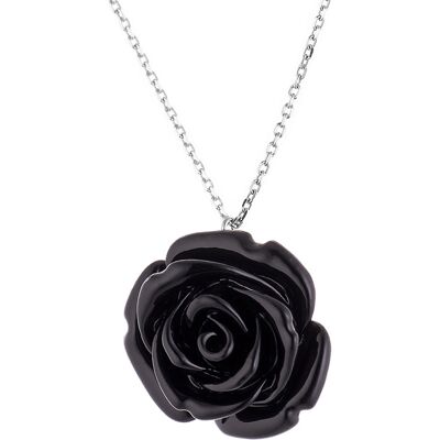 DIADEMA - Halskette - Schwarze Rose - Love Jewelry Collection Silber Einheitsgröße DIADEMA - Halskette - Schwarze Rose - Love Jewelry Collection Silber Einheitsgröße